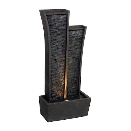 Palacedesigns 41 in. Polyresin Tower Indoor Outdoor Tabletop Fountain; Grey PA3094249